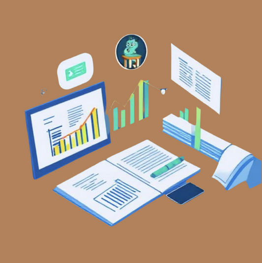 Illustration of study materials with graphs and notes for GCSE tuition in English, Maths, and Science.