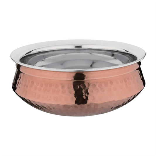 Olympia Medium Handi Copper Serving Dish 150mm - Double Walled, Durable, Wide Rim, Home Restaurant Café Buffet Display Rice Curry Food Serving Pot